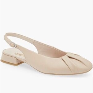Paul Green Size 8.5 Flats Adele Slingback Square Toe NEW $379 Biscuit Soft Nappa